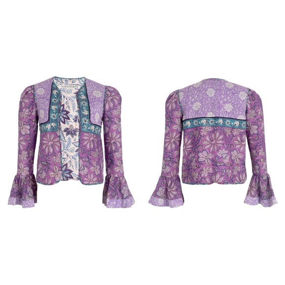 Alix of Bohemia Carnaby Floral Patchwork Jacket, Purple Amethyst - size small - Picture 2 of 8